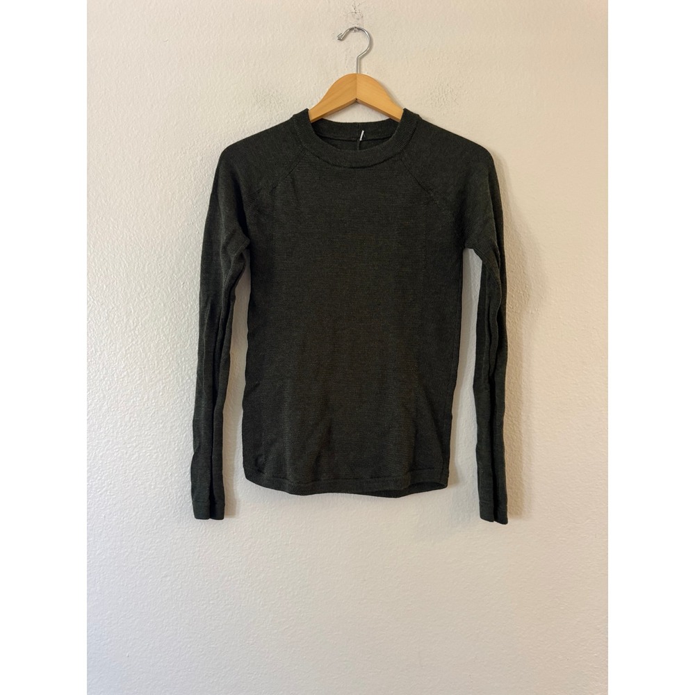 Lululemon Long Sleeve Sweater Thumbhole Raglan Knit Size 4 Olive Green Excellent